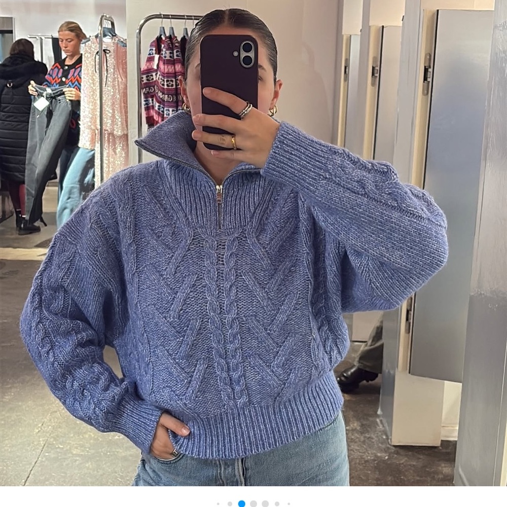 Ganni Blue Cable Knit Sweater